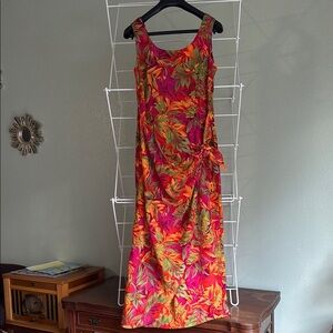 Dress Barn Pink and Orange Sleeveless Scoop Neck Sundress Maxi (A17)